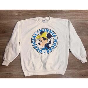 Women’s Vintage 90s Minnie Mouse Official White Crewneck, Junk Food Tees, Medium